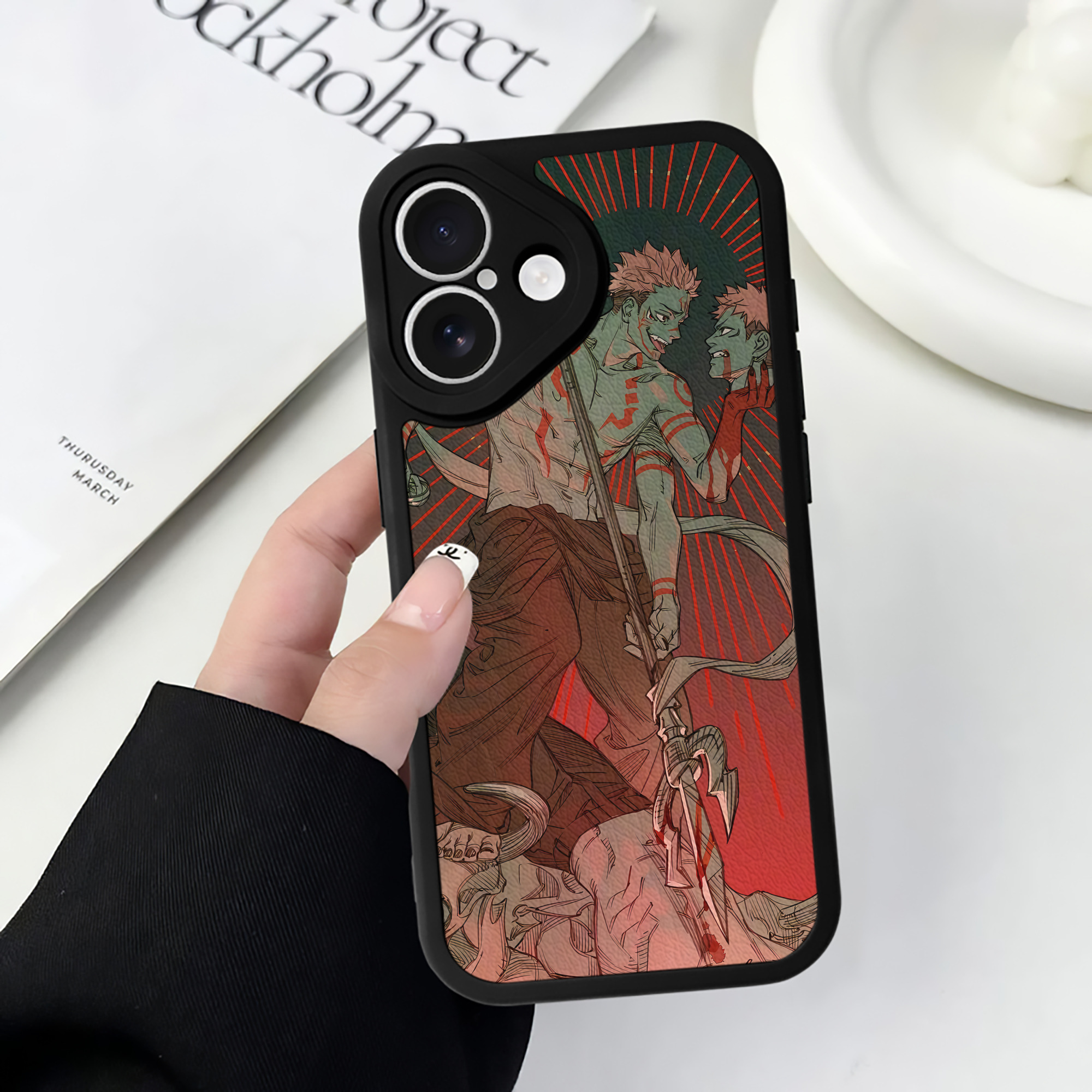 （画像用） 呪術廻戦 Jujutsu Kaisen 【iPhone 16シリーズ対応】シリコンスマホケース（レザー調） 材質：シリコン